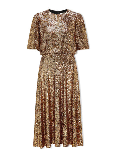 Cefinn Gold Marnie sequin midi dress at Collagerie