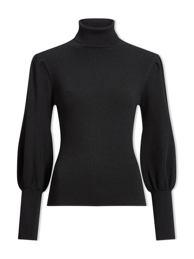 Cefinn Black Eva wool roll neck jumper at Collagerie