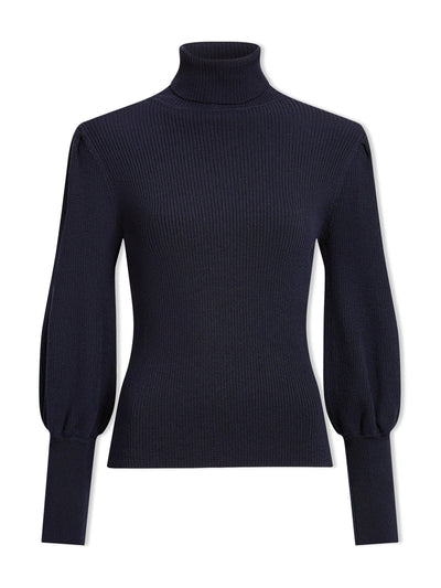 Cefinn Navy Eva wool roll neck jumper at Collagerie