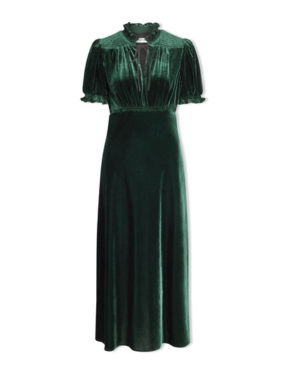 Cefinn Green Irina bias cut velvet maxi dress at Collagerie