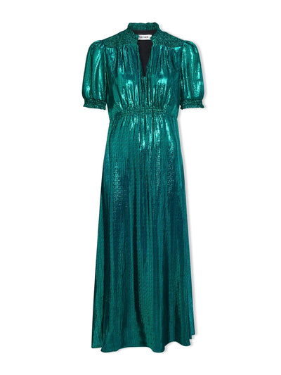 Cefinn Dark green Irina silk blend bias cut maxi dress at Collagerie