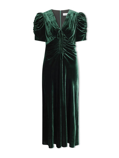 Cefinn Dark green Ophelia bias cut velvet maxi dress at Collagerie