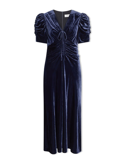 Cefinn Navy Ophelia bias cut velvet maxi dress at Collagerie