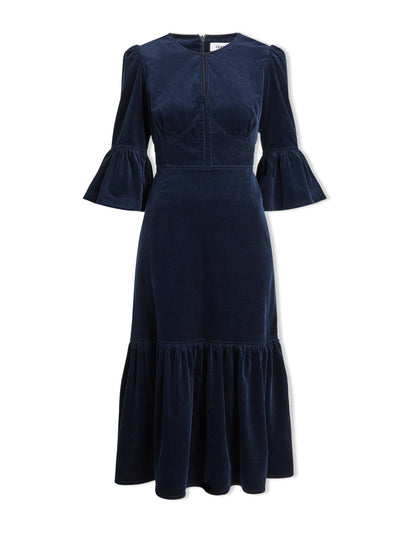 Cefinn Navy Daphne corduroy maxi dress at Collagerie