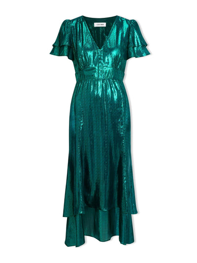 Cefinn Dark green Lotta silk blend maxi dress at Collagerie