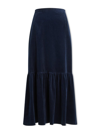 Cefinn Navy Daphne corduroy maxi skirt at Collagerie