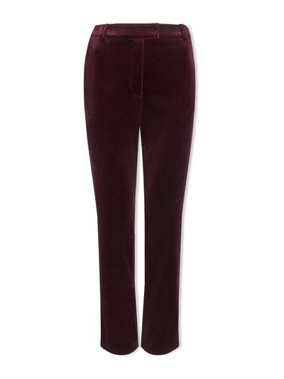 Cefinn Burgundy Tatum velvet tapered trousers at Collagerie