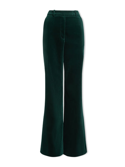 Cefinn Green Taylor velvet wide leg trousers at Collagerie