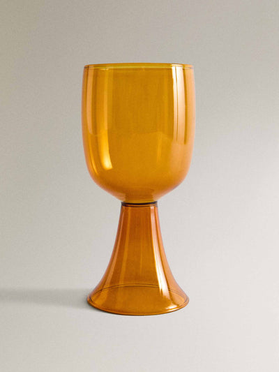 Zara Home x Collagerie Coloured tall borosilicate wine glass at Collagerie