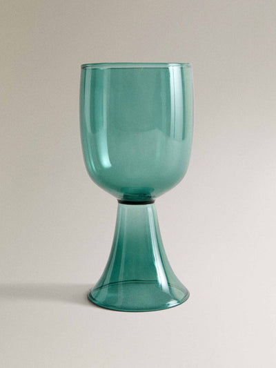 Zara Home x Collagerie Coloured tall borosilicate wine glass at Collagerie