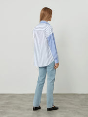 The Midnight and Royal Blue Stripe Patchwork fine poplin Weekend shirt