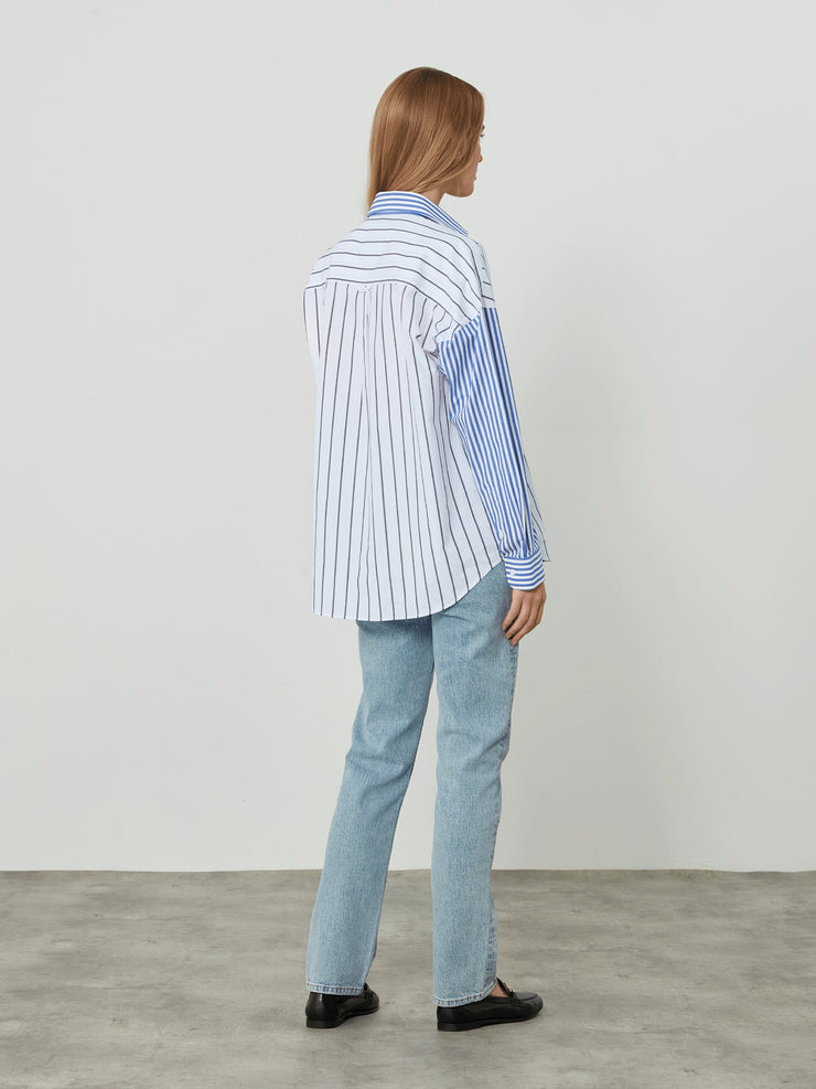 The Midnight and Royal Blue Stripe Patchwork fine poplin Weekend shirt