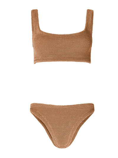 Hunza G Metallic cocoa coverage Xandra bikini at Collagerie