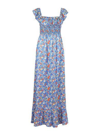 Yolke Bardot blue floral dress at Collagerie