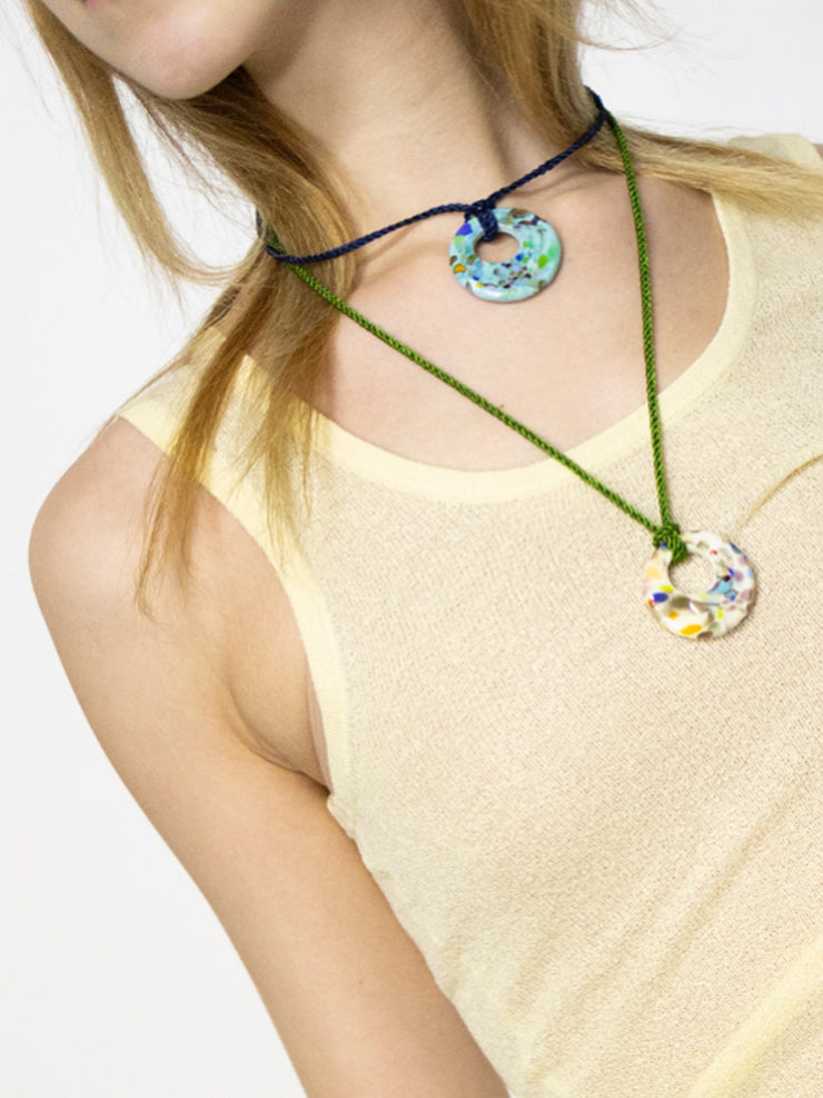 Zero Waste disc blue cord necklace Jewellery & Watches Sandralexandra    - Collagerie