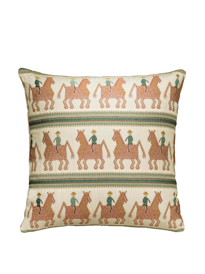 Wicklewood Caballo red and blue oversized square cushion at Collagerie