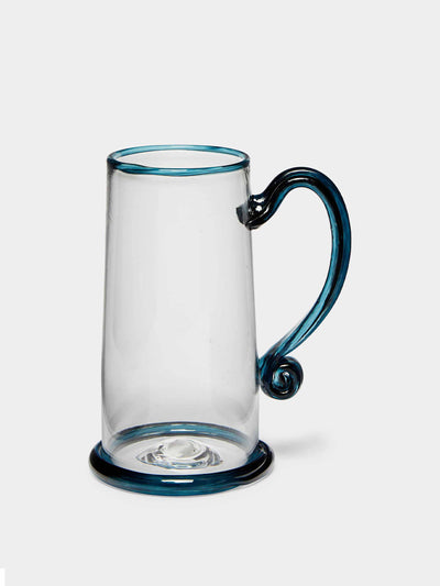 Andrew Iannazzi Blue rimmed glass beer mug at Collagerie