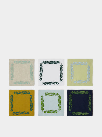 Angela Wickstead Embroidered linen cocktail napkins (set of 6) at Collagerie