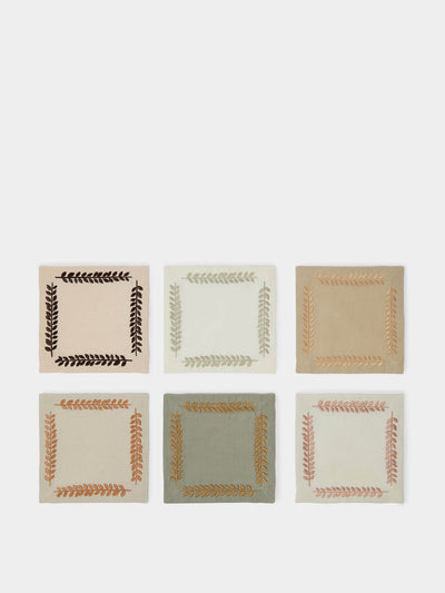 Angela Wickstead Embroidered linen cocktail napkins (set of 6) at Collagerie