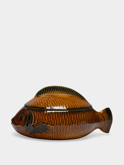 Antique and Vintage 1950s Sarreguemines fish ceramic tureen at Collagerie