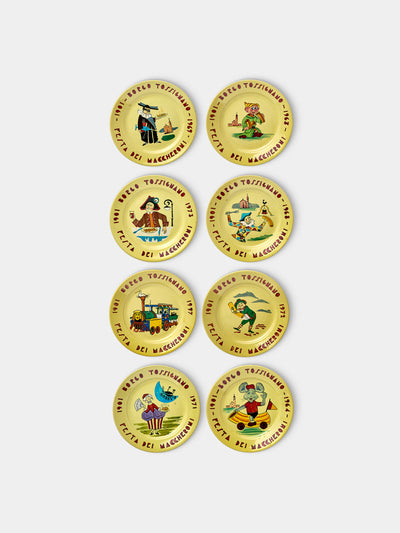 Antique and Vintage Mid-century ceramic plates (set of 8) at Collagerie
