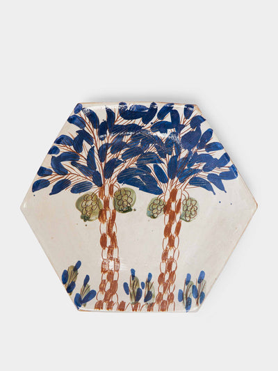 Anut Date hand-painted ceramic hexagonal platter at Collagerie