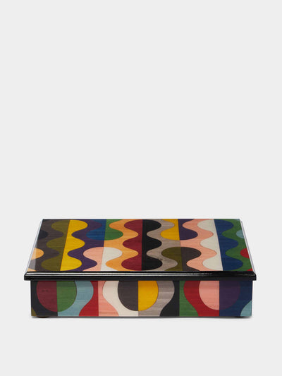 Biagio Barile Geometric pattern wood inlay box at Collagerie