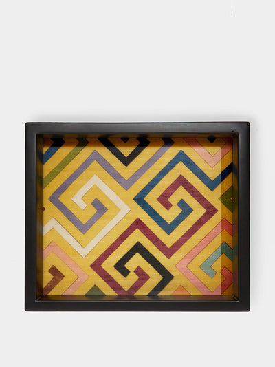 Biagio Barile Labyrinth wood inlay tray at Collagerie