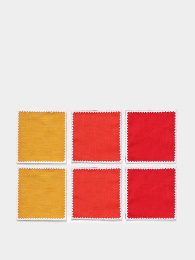 Blank Space Ziggy embroidered linen cocktail napkins (set of 6) at Collagerie
