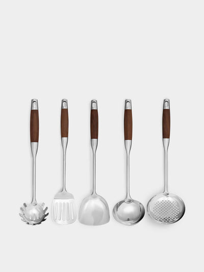 Lorenzi Milano Walnut cooking utensils (set of 5) at Collagerie