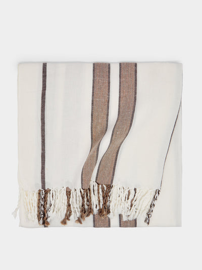 Brunello Cucinelli Linen striped blanket at Collagerie