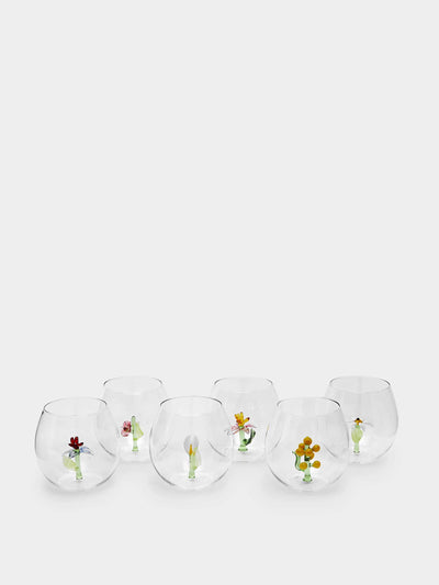 Casarialto Flower power hand-blown murano glass tumblers (set of 6) at Collagerie
