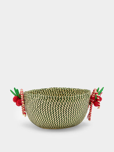 Coro Cora Candy canes handwoven iraca palm bread baskets (set of 2) at Collagerie