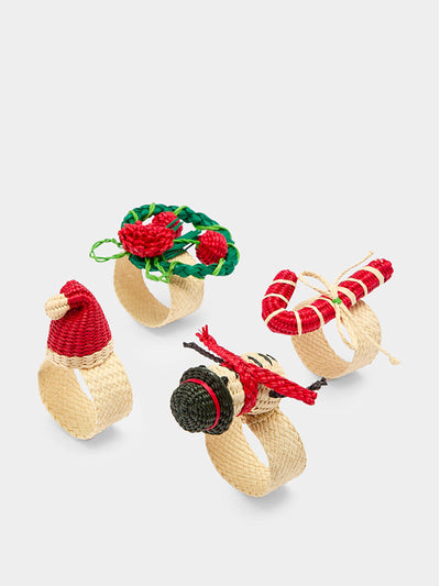 Coro Cora Santa hats handwoven iraca palm napkin rings (set of 4) at Collagerie