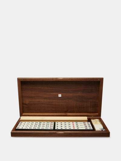 Dal Negro Leather and walnut mahjong set at Collagerie