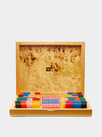 Dal Negro Burlwood poker set at Collagerie