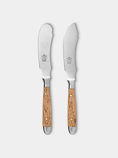 Eichenlaub Light oak old German butter and cheese knives (set of 2) at Collagerie