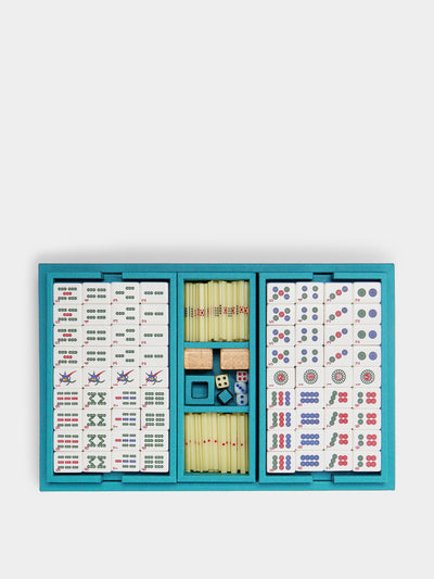 Giobagnara Blue leather Mahjong set at Collagerie
