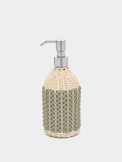 Giobagnara Rouen leather and rattan soap dispenser at Collagerie