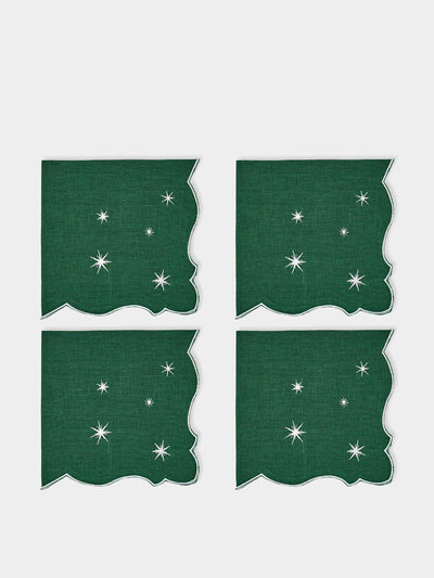 La Gallina Matta Angelina Stars embroidered linen napkins (set of 4) at Collagerie