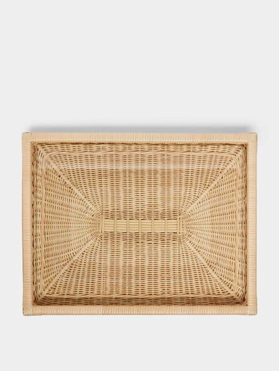 Mila Maurizi Tulipano handwoven wicker and glass tray at Collagerie