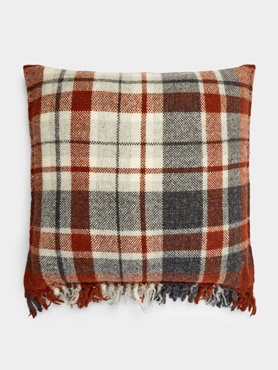 Hollie Ward Haleen handwoven shetland wool check cushion at Collagerie