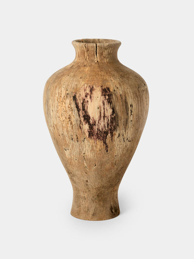 Iida Woodturning Hand-turned japanese stone oak earth-finish vase at Collagerie