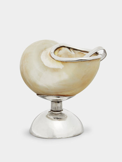 Jarosinski & Vaugoin Shell sterling silver and mother-of-pearl salt cellar with spoon at Collagerie