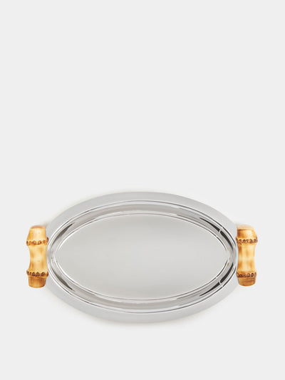 Lorenzi Milano Steel and bamboo tray at Collagerie