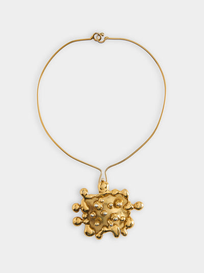 Mahnaz Collection Vintage 1980 Ibram Lassaw gold vermeil collar necklace at Collagerie