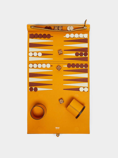 Métier Leather travel backgammon game set at Collagerie