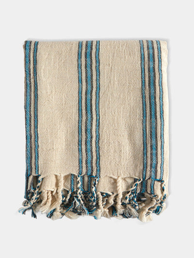 Mizar & Alcor Turquoise handwoven linen and cotton towels (set of 2) at Collagerie