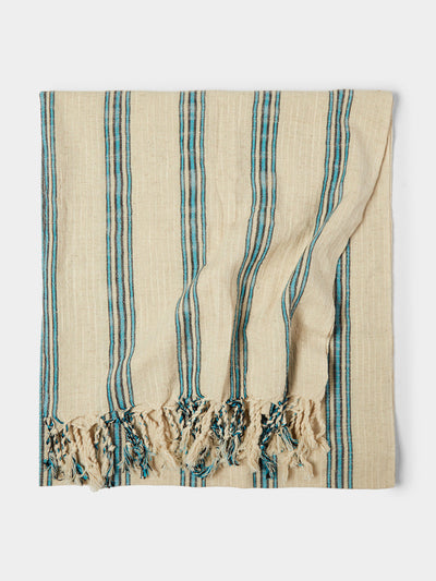 Mizar & Alcor Turquoise handwoven cotton and linen towels (set of 2) at Collagerie