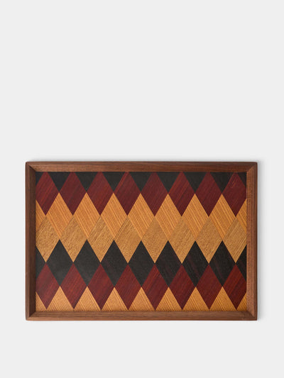 Mori Kougei Poke marquetry wood tray at Collagerie